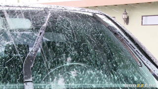 London Jolie windshield tease porn video