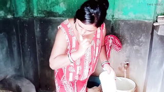 Desi Indian college girl bathroom tease full scene