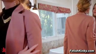 Ashley Lane and Mona Wales bathroom embrace porn online