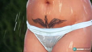 Katie Thornton in wet white thong free porn