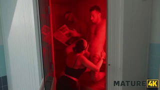 Mature maid blowjob in sauna free porn